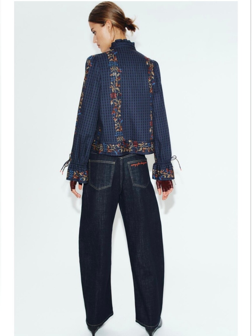 ZARA RUFFLE PRINT BLOUSE - Picture 3 of 8
